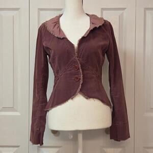 Vintage Y2K Boho Pirate Muted Purple Blazer Jacket Size 2 Whimsigoth Renaissance